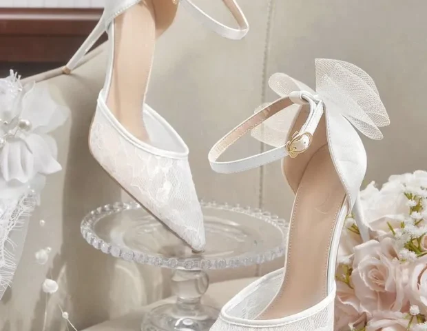 white bridal shoes
